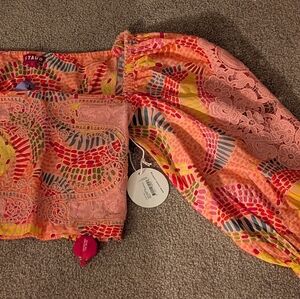 STAUD Vibrant Multicolor Square Neck Top Collaboration With Farm Rio